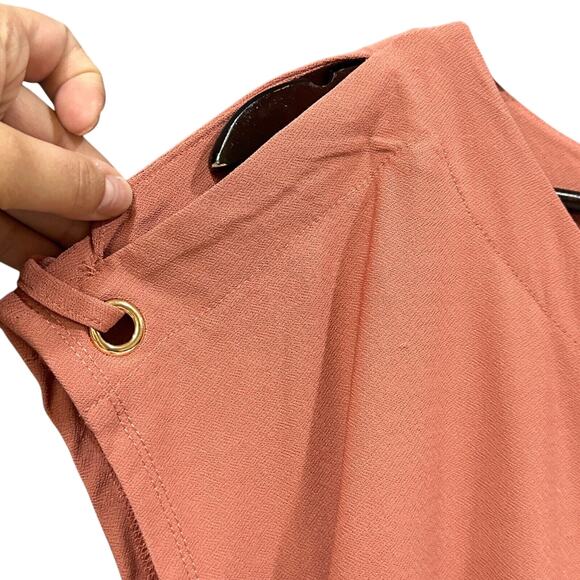 Womens Coral Blouse Size Large AUW Sleeve Ring Detail Casual Lightweight Top - Picture 5 of 12